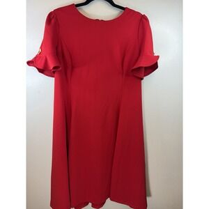 NWT DKNY Red A Line Dress With Pockets!!! Size 14 Christmas Holiday